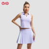 Custom Sleeveless Top And Pleated Skirt Manufacturer | Purple Tennis Set Outfit Supplier