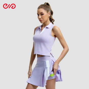 Custom Sleeveless Top And Pleated Skirt Manufacturer | Purple Tennis Set Outfit Supplier