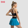 Custom Crossover Sports Top and Pleated Skirt Manufacturer | Color-Block Sports Set Supplier