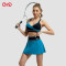 Custom Crossover Sports Top and Pleated Skirt Manufacturer | Color-Block Sports Set Supplier