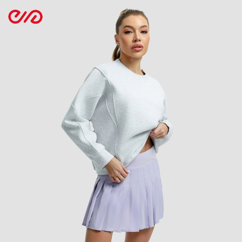 Custom Casual Gray Sports Sweatshirt Manufacturer | Purple Pleated Skirt Supplier