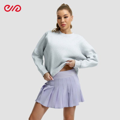 Custom Casual Gray Sports Sweatshirt Manufacturer | Purple Pleated Skirt Supplier