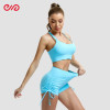 Custom Criss-Cross Back Sports Bra Manufacturer |  Yoga Drawstring Elastic Shorts Supplier