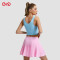 Vibrant Pleated Skirt with Comfortable Sports Bra Manufacturer |  Pink Activewear Set supplier