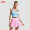 Vibrant Pleated Skirt with Comfortable Sports Bra Manufacturer |  Pink Activewear Set supplier