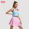 Vibrant Pleated Skirt with Comfortable Sports Bra Manufacturer |  Pink Activewear Set supplier