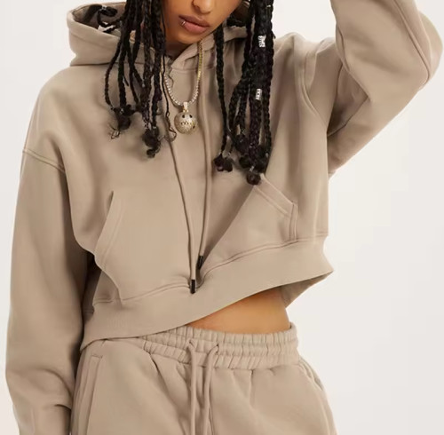 Custom Women Fleece Crop Hoodie Manufacturer | Oversized Warm Winter Thick Cotton hoodie suppliers