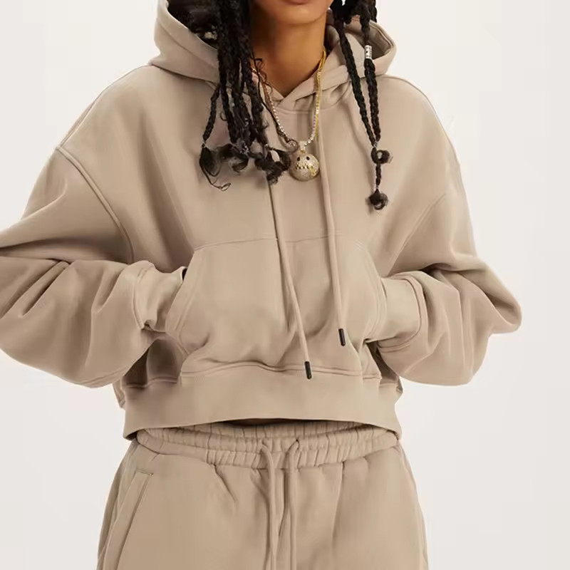 Women Fleece Crop Hoodie manufacturer style 3
