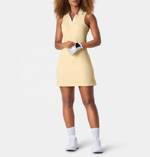 Custom Workout V-neck Polo Golf Dress Manufacturer |  Casual Dress With Built-in Shorts Supplier