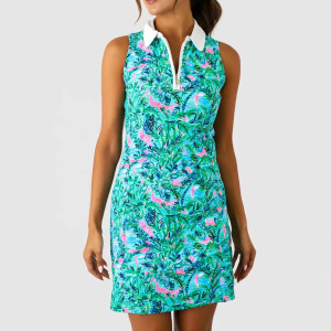 Custom Floral Print Polo Tennis Dress Manufacturer | Athletic Fitted Tennis Sports Dress Supplier