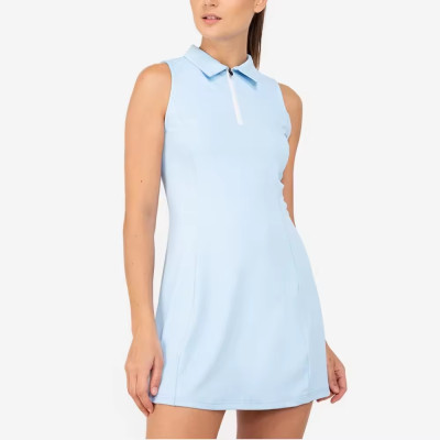 Custom Half Zip Tennis Dress Manufacturer | Athletic Pleated Polo Collar Golf Dress Supplier