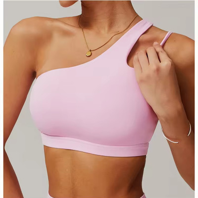 One Shoulder Irregular Straps Sport Bra supplier | Custom Sport Fitness Bra Vendor
