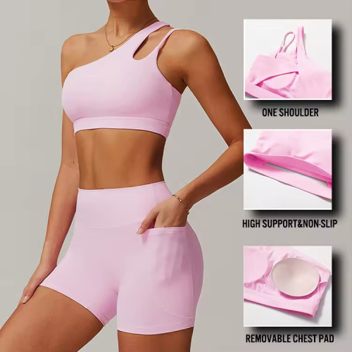 One Shoulder Irregular Straps Sport Bra supplier | Custom Sport Fitness Bra Vendor
