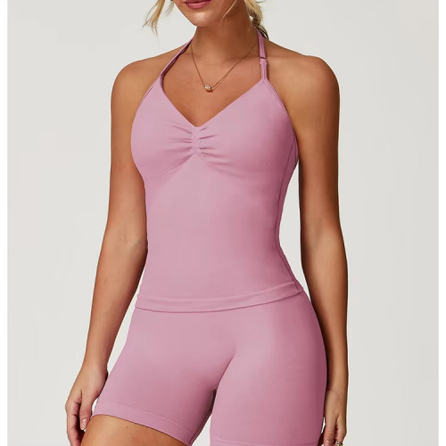 Halter Neck Adjustable Tank Tops Manufacturer |  Custom Women Gym Tank Top factory