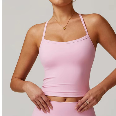 Breathable Cross Back Sleeveless Top Manufacturer |  Women  Quick Dry Yoga Clothes Top factory