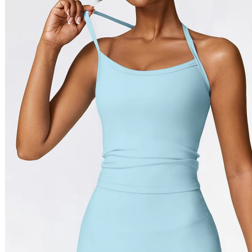 Breathable Cross Back Sleeveless Top Manufacturer |  Women  Quick Dry Yoga Clothes Top factory