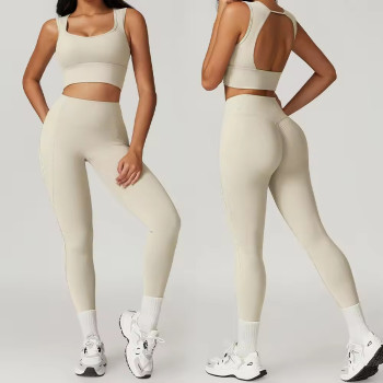 Custom Hollow Back Sports Bra Sets Manufacturer | 2 Pieces Women Gym Activewear Supplier