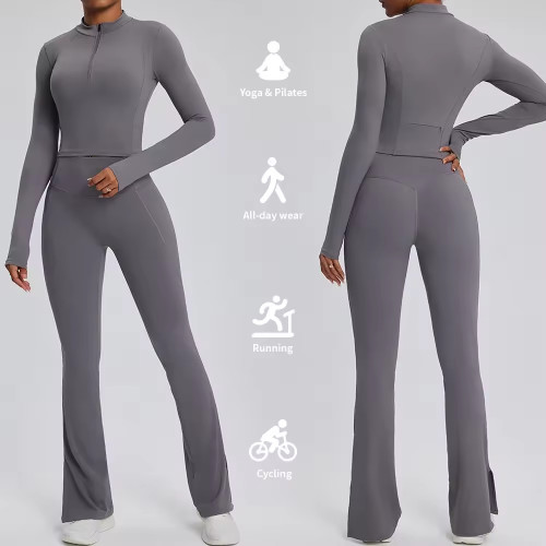 Custom Long Sleeve Gym Fitness Half Zipper Jacket Manufacturer |  Fitness Activewear Supplier