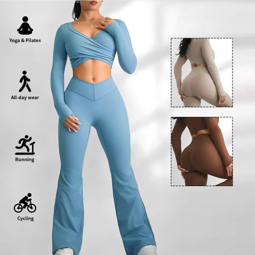 Custom High Waisted Flared legging Activewear Manufacturer |  Gym Fitness Workout Sets Supplier