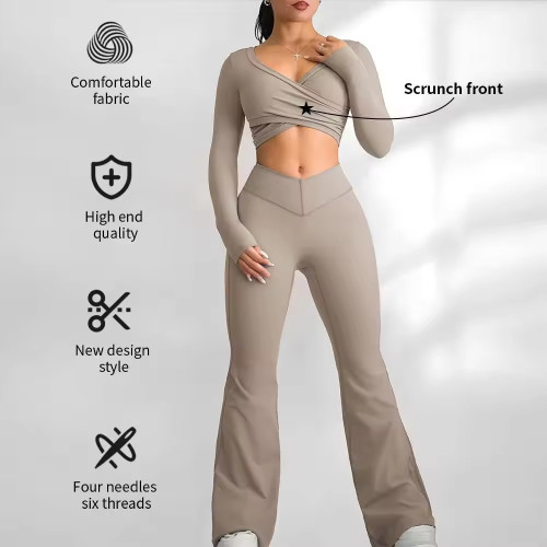 Custom High Waisted Flared legging Activewear Manufacturer |  Gym Fitness Workout Sets Supplier
