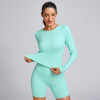 Custom Bonding Long Sleeve Top and Biker Shorts Manufacturer | Sports Outfit Supplier