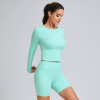 Custom Bonding Long Sleeve Top and Biker Shorts Manufacturer | Sports Outfit Supplier