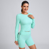 Custom Bonding Long Sleeve Top and Biker Shorts Manufacturer | Sports Outfit Supplier