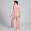 Custom Long Sleeve Zippered Jacket Manufacturer | Sports Flared Pants Outfit Supplier