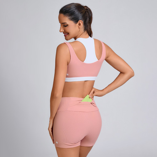 Custom two-piece layered Sports Bra Manufacturer | Shorts with Pockets Supplier