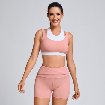 Custom two-piece layered Sports Bra Manufacturer | Shorts with Pockets Supplier