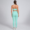 Custom Sporty deep-V halterneck sports bra Manufacturer | Full-Length Leggings Supplier