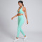 Custom Sporty deep-V halterneck sports bra Manufacturer | Full-Length Leggings Supplier