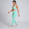 Custom Sporty deep-V halterneck sports bra Manufacturer | Full-Length Leggings Supplier