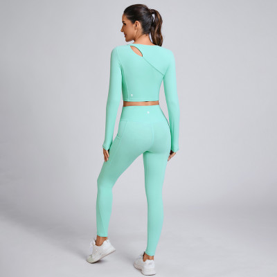 Custom slim-fitting long-sleeved top Manufacturer | High-Waisted Leggings Set Supplier