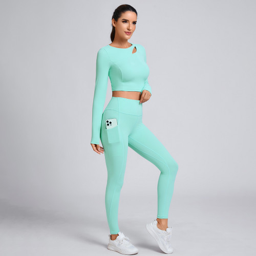 Custom slim-fitting long-sleeved top Manufacturer | High-Waisted Leggings Set Supplier