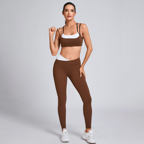 Custom layered Sports Bra and High-Waisted Leggings Manufacturer | Strappy Back Sports Bra Supplier