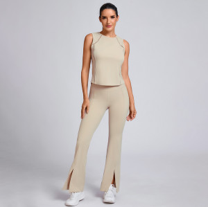 Custom Lightweight and Smooth hollowed-out Crop Top Manufacturer | Flare Pants Supplier