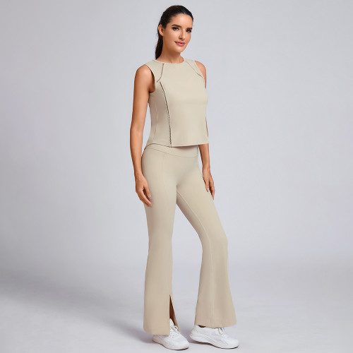 Custom Lightweight and Smooth hollowed-out Crop Top Manufacturer | Flare Pants Supplier