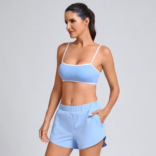 Custom Strappy Back Bra and Running Shorts Manufacturer | High-Waisted Shorts Supplier