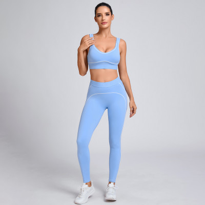 Custom Outfit 2 PCS Sports Colorblock Yoga Set Manufacturer | Running Fitness Set Supplier