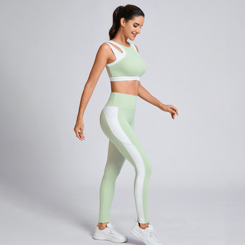 Custom Color Block Yoga Set Manufacturer | Breathable Pilates Fitness Gym Wear Supplier