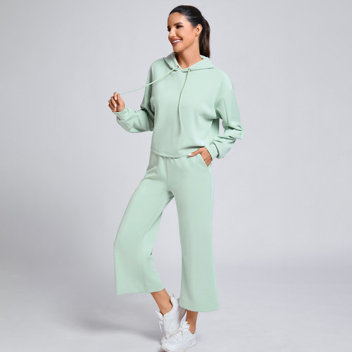 Custom Loose Hoodie Sweatsuit Manufacturer |  Wide Leg Pants Sweatsuit Supplier