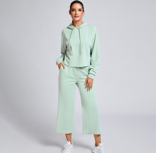 Custom Loose Hoodie Sweatsuit Manufacturer |  Wide Leg Pants Sweatsuit Supplier