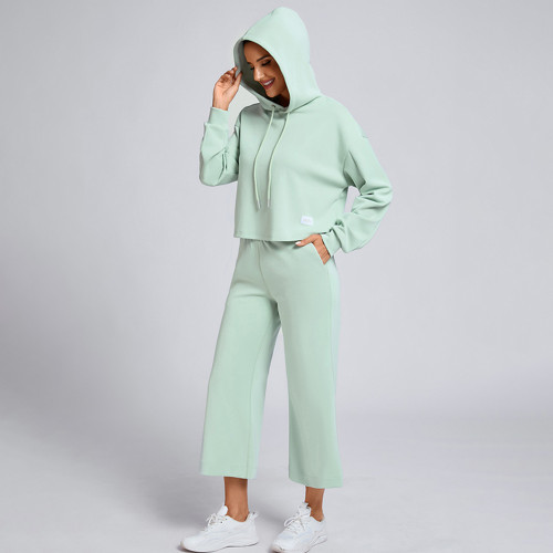 Custom Loose Hoodie Sweatsuit Manufacturer |  Wide Leg Pants Sweatsuit Supplier