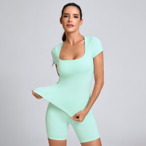 Custom Workout Short Sleeve Top Manufacturer | Gym Fitness Biker Shorts Supplier