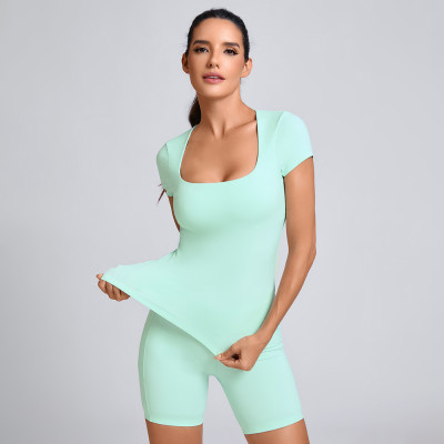 Custom Workout Short Sleeve Top Manufacturer | Gym Fitness Biker Shorts Supplier