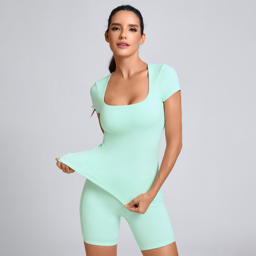 Custom Workout Short Sleeve Top Manufacturer | Gym Fitness Biker Shorts Supplier