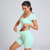 Custom Workout Short Sleeve Top Manufacturer | Gym Fitness Biker Shorts Supplier