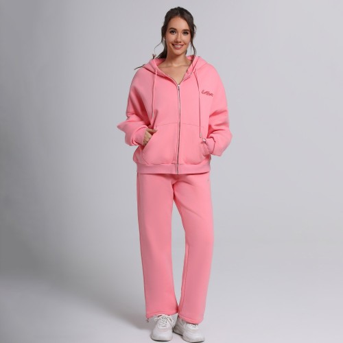 Hoodie Jacket and Straight Leg Sweatpants Manufacturer |  Gym Running Wear Sweatsuit Supplier