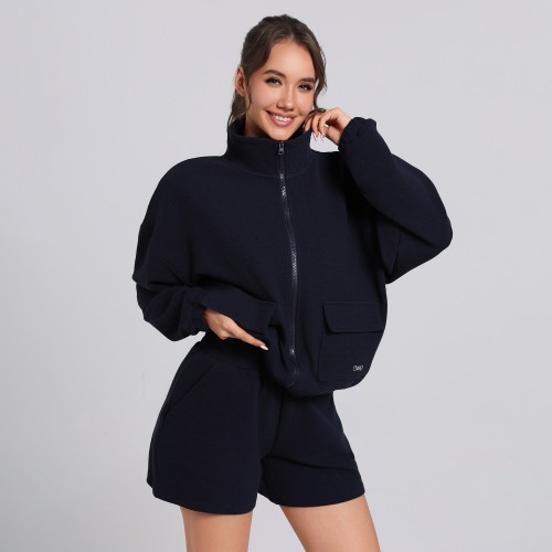 Cropped Zip up Sweatshirt Manufacturer | Custom Women Tracksuit Set Supplier
